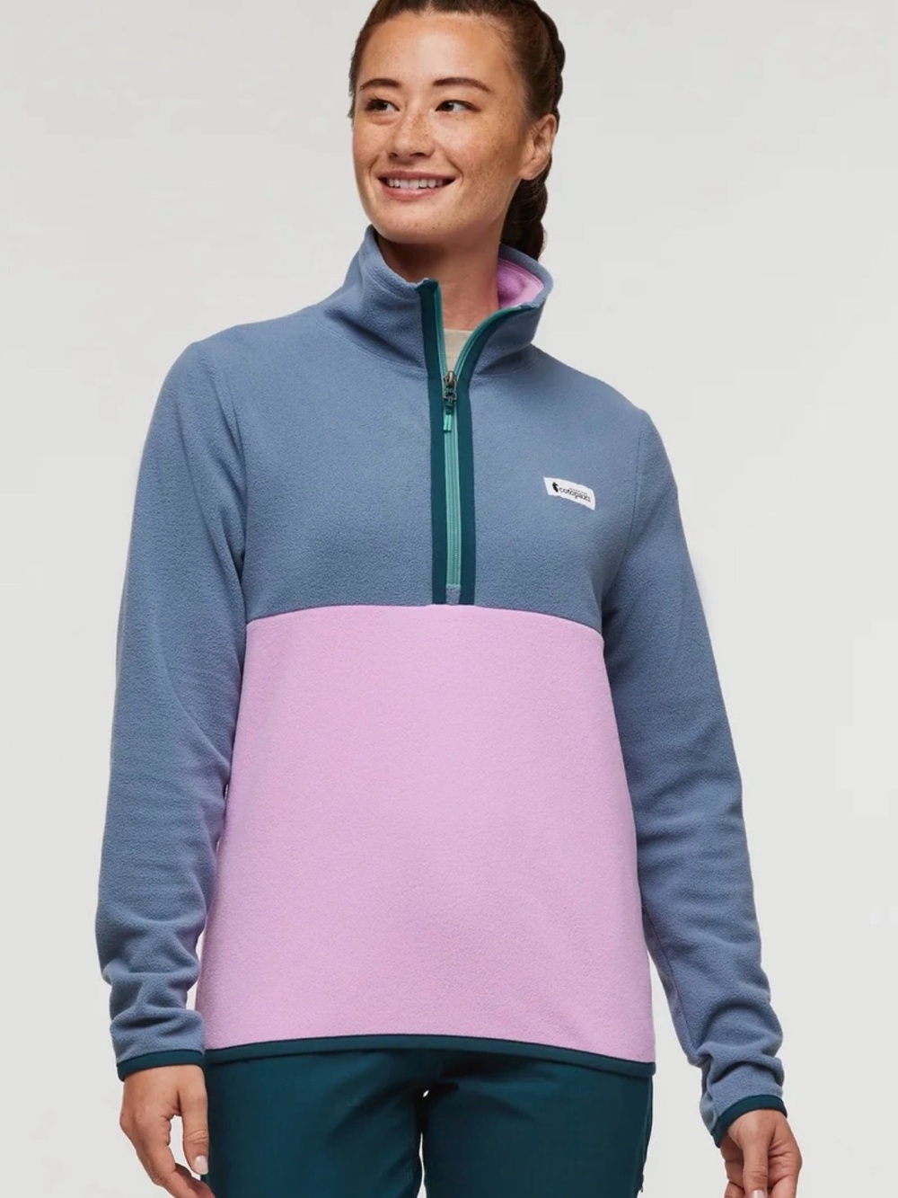 EUC cotopaxi Two-Tone Half-Zip Teddy Fleece Jacket - Slate Blue & Lilac